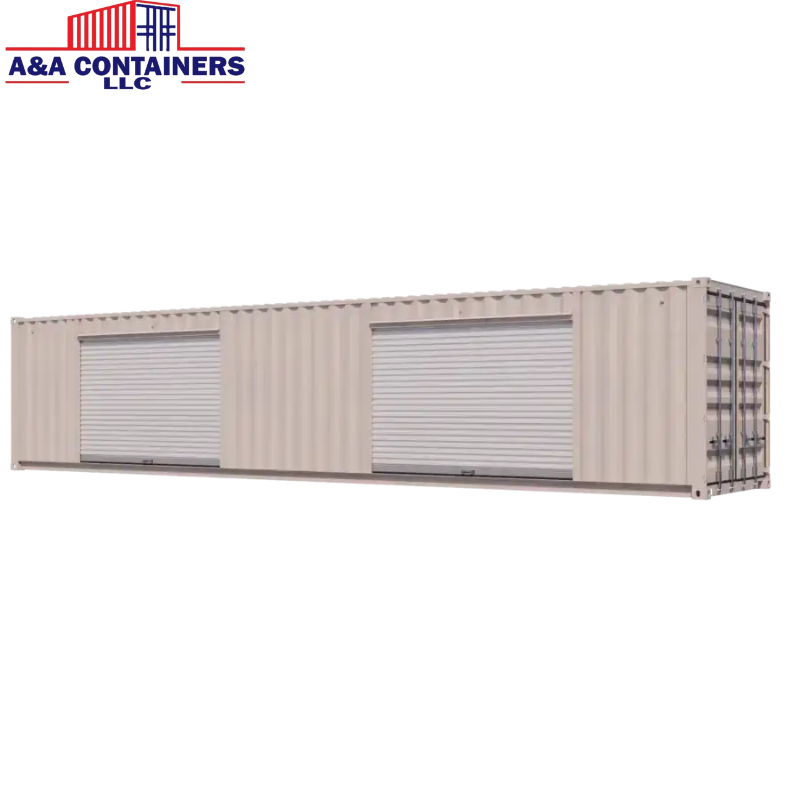 40ft Refurbished Storage Container w Two 10ft Roll-up Doors on Left Side