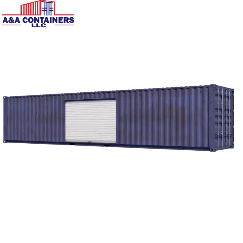 40ft Used Storage Container w One 10ft Roll-up Door on Left Side