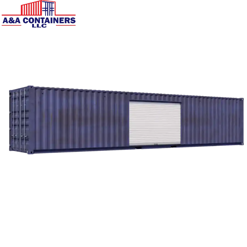 40ft Used Storage Container w One 8ft Roll-up Door on Right Side