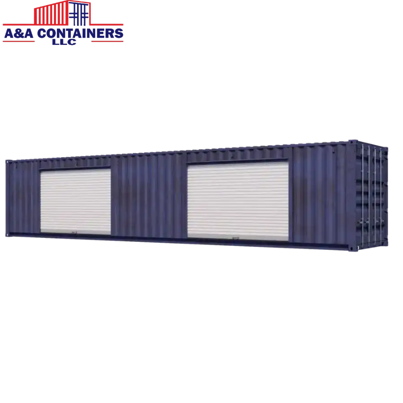 40ft Used Storage Container w Two 10ft Roll-up Doors on Left Side