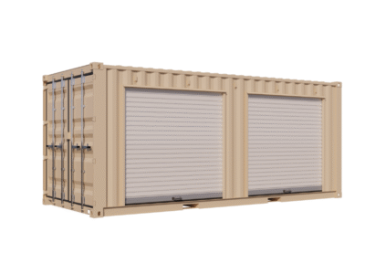 20ft New Storage Container w/ Two 7ft Roll-up Doors on Right Side