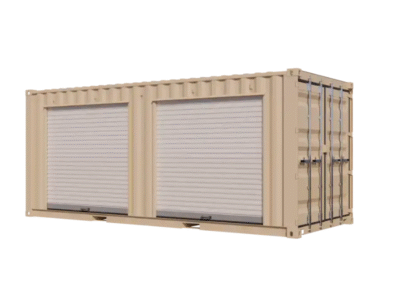 20ft Refurbished Storage Container w/ Two 7ft Roll-up Doors on Left Side