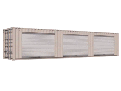 40ft Refurbished Storage Container w/ Three 8ft Roll-up Doors on Right Side