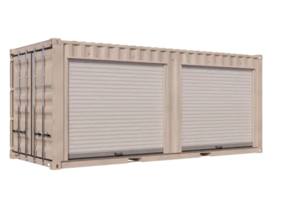 20ft Refurbished Storage Container w/ Two 8ft Roll-up Doors on Right Side