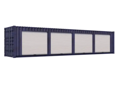 40ft Used Storage Container w/ Four 8ft Roll-up Doors on Right Side